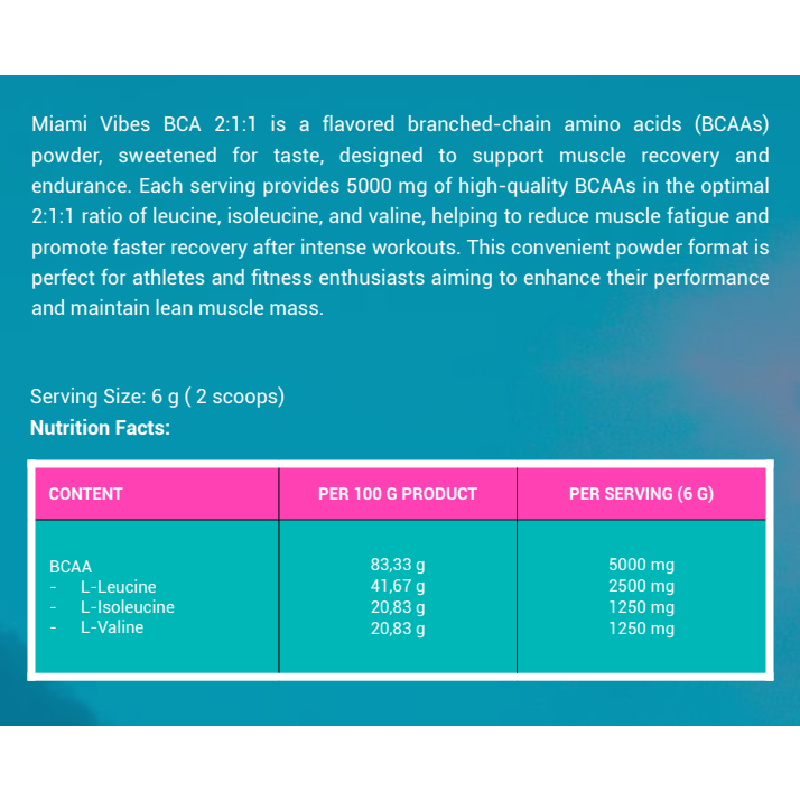 MIAMI VIBES BCAA 2_1_1 270 G. NUTRITION