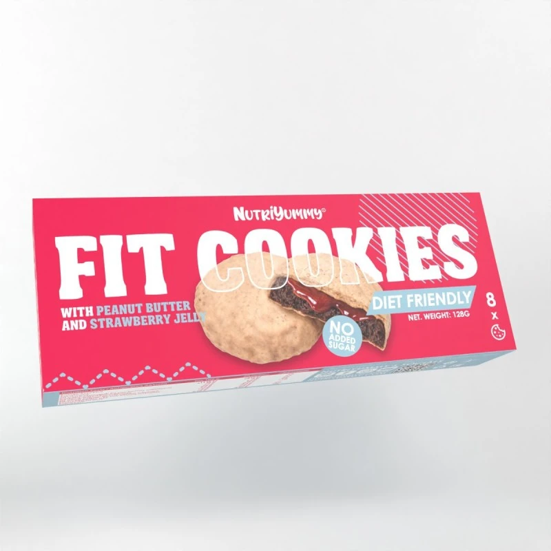 NUTRIYUMMY NO ADDED SUGAR COOKIES PEANUT BUTTER STRAWBERRY JELLY 128G