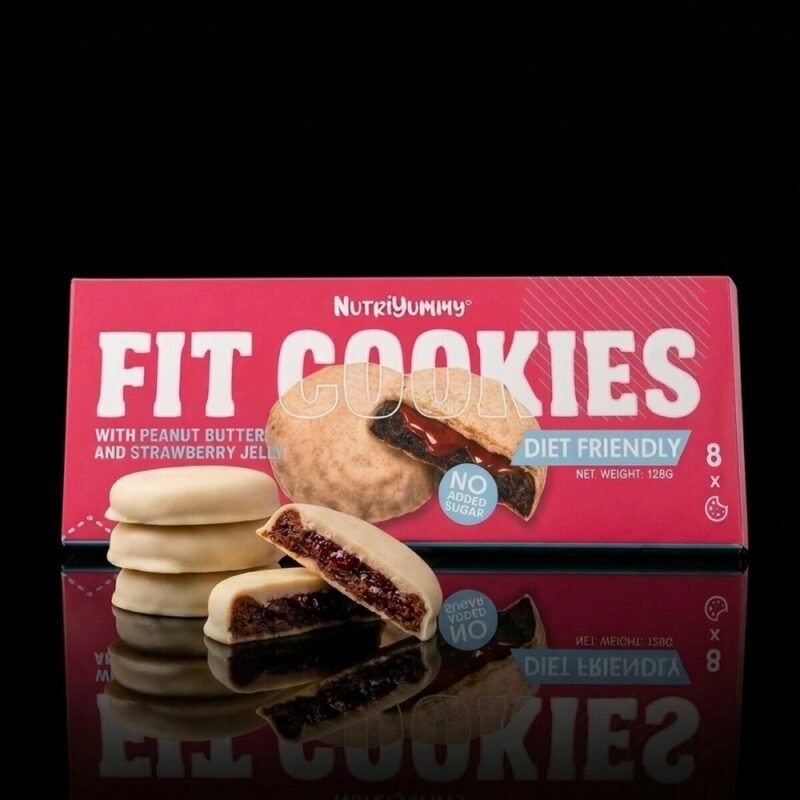 NUTRIYUMMY NO ADDED SUGAR COOKIES PEANUT BUTTER STRAWBERRY JELLY 128G