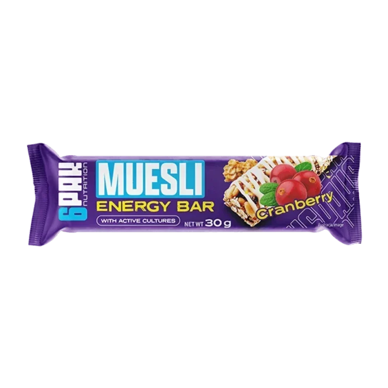 6PAK NUTRITION MUESLI ENERGY BAR – CRANBERRY 30 G.